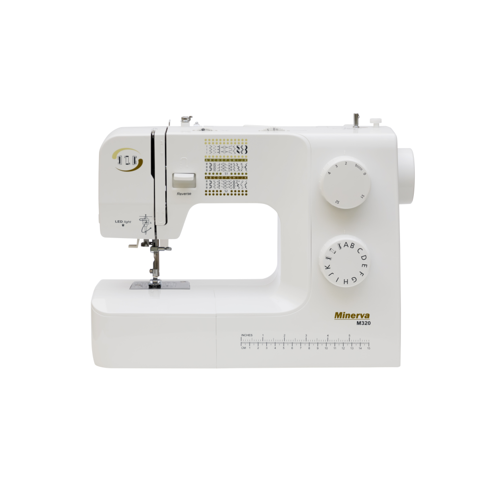 Masina de cusut electromecanica Minerva M320, model 2020, 34 programe, 800 imp/min, 70W, Alb