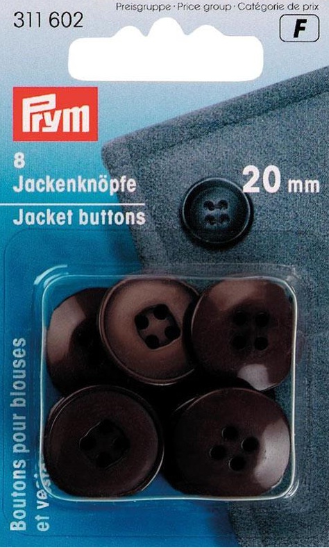 Nasturi pentru jacheta, maro inchis, 20 mm