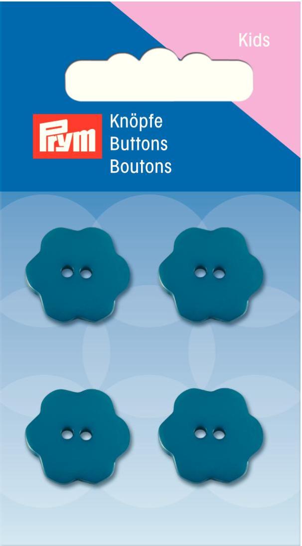 Nasture cu doua gauri, in forma de floare, albastru, 18 mm