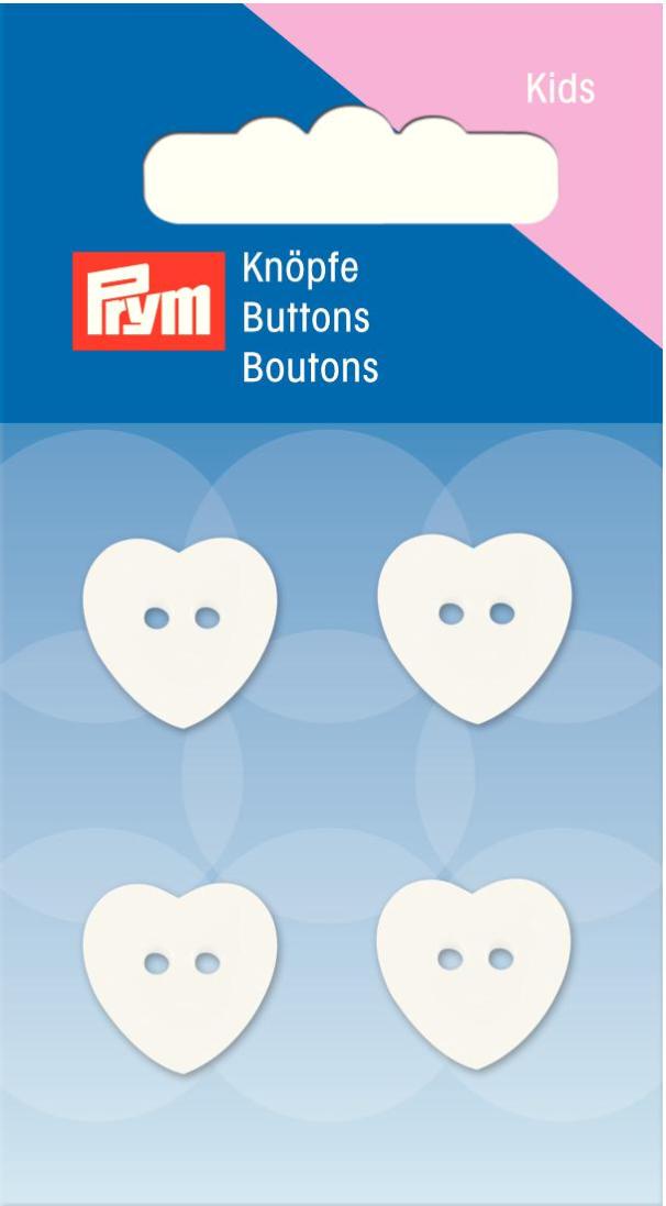 Nasture cu doua gauri, in forma de inima, alb, 15 mm