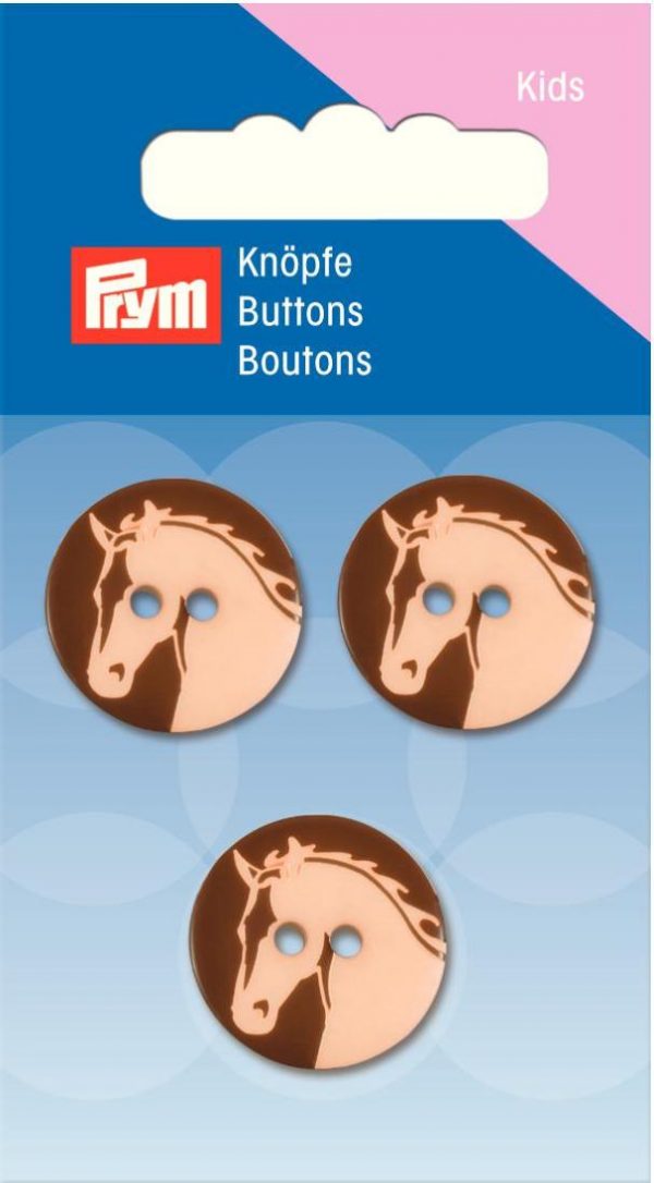 Nasture cu doua gauri, in forma de cal, maro, 20 mm