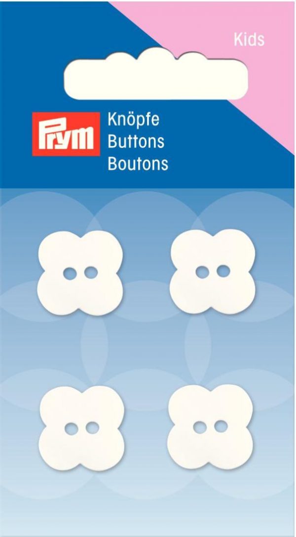 Nasture cu doua gauri, in forma de floare, alb, 15 mm