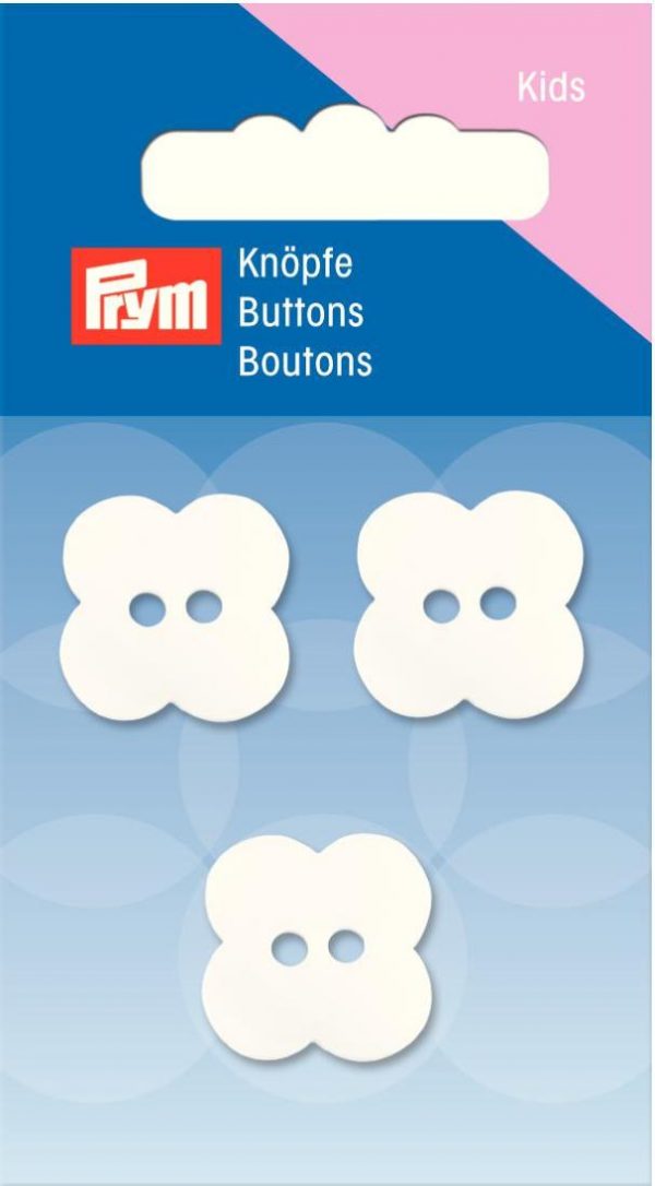 Nasture cu doua gauri, in forma de floare, alb, 18 mm