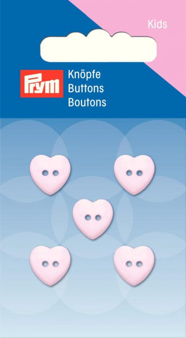 Nasture cu doua gauri, in forma de inima, roz pastel, 11 mm