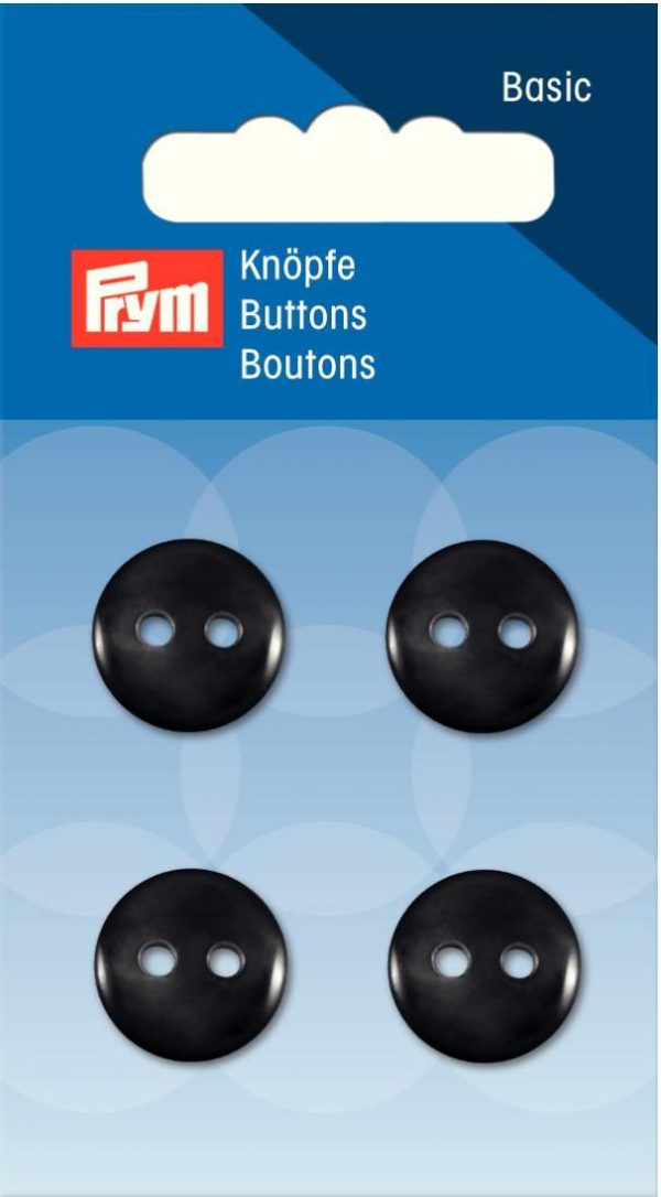 Nasture cu doua gauri, pentru bluza, negru, 15 mm