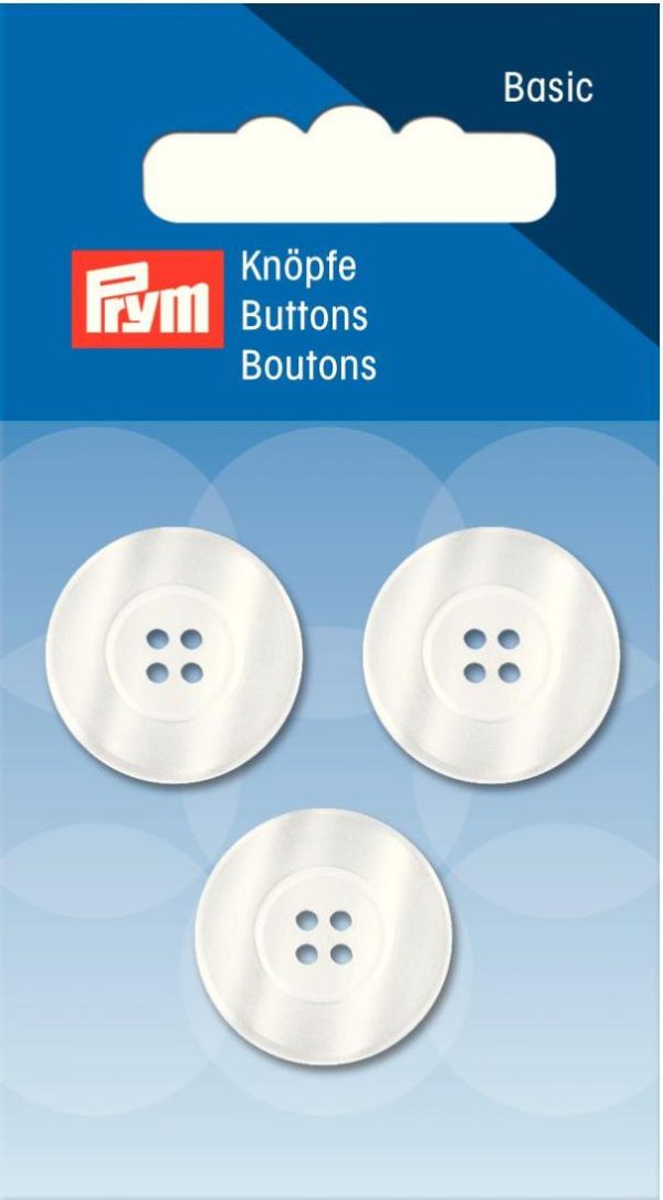 Nasture standard cu 4 gauri, alb, 20 mm