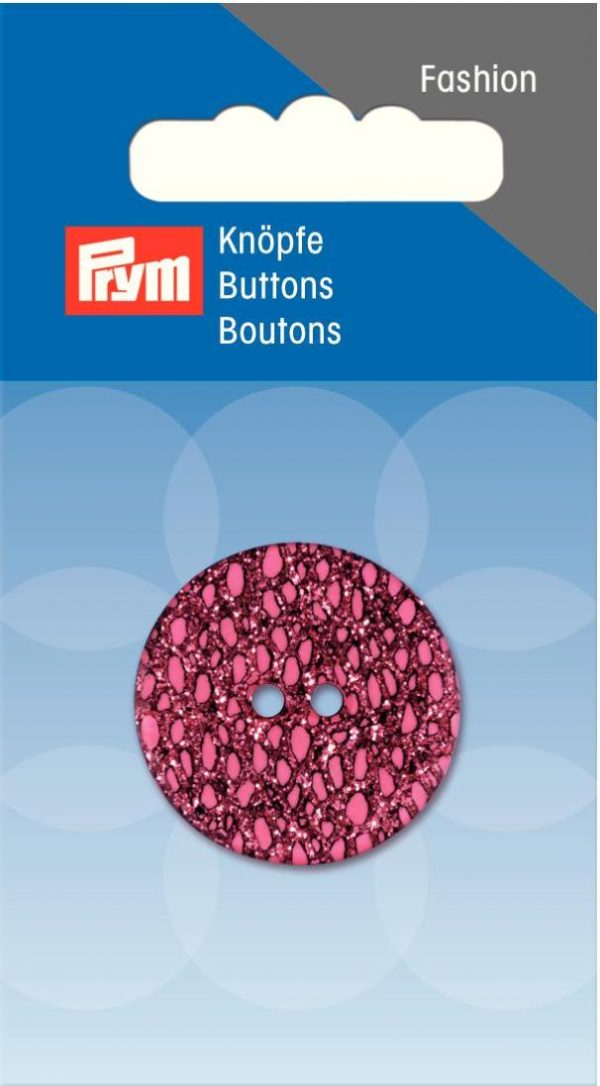 Nasture cu doua gauri, sclipici roz, 28 mm