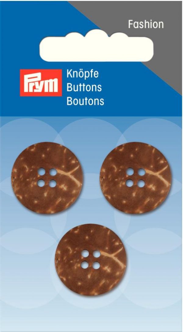 Nasture cu 4 gauri, nuca de cocos, maro/bej, 20 mm