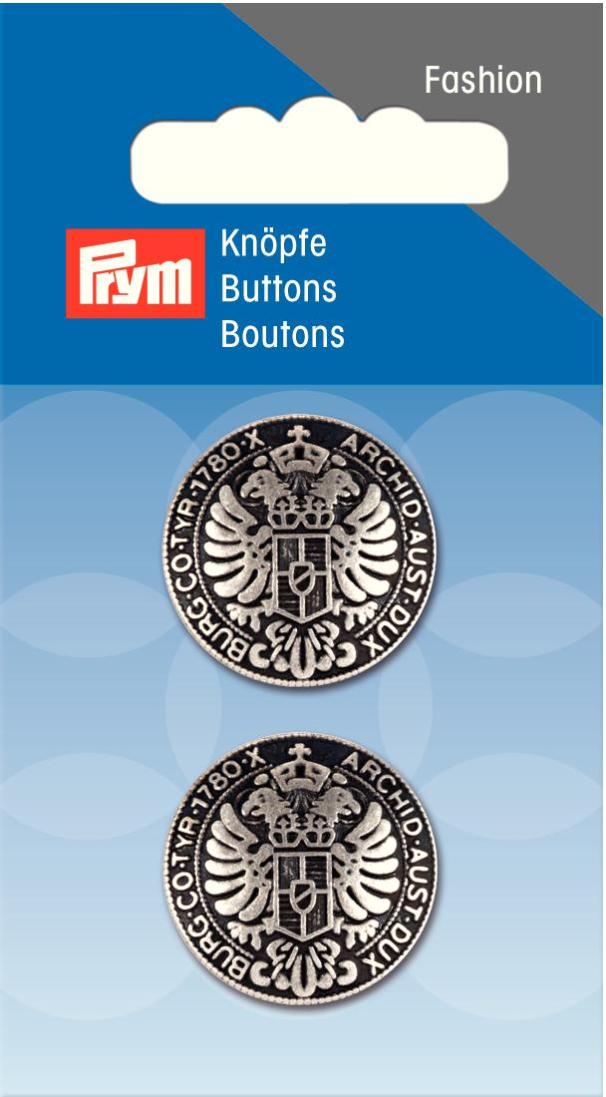 Nasture cu ocheti, din metal, argintiu/negru, 23 mm
