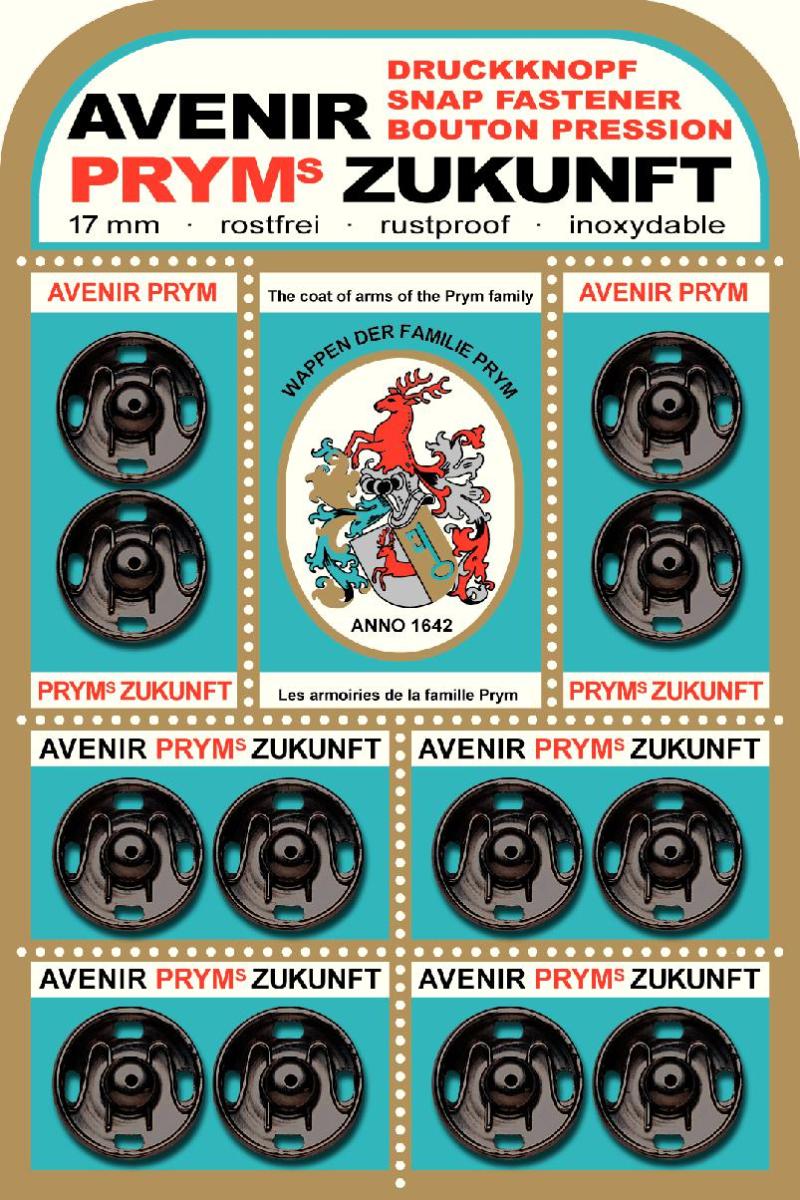 Capse de cusut Zukunft, din alama, negre, 17 mm