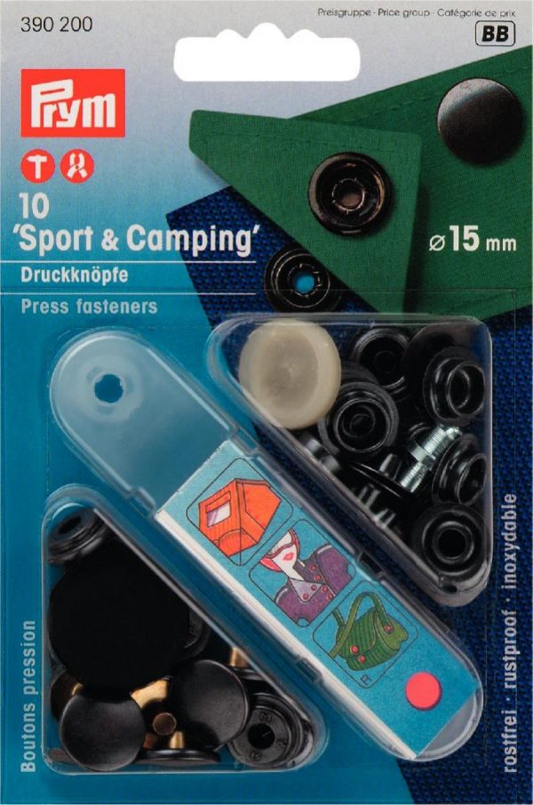 Set capse metalice Sport – Camping 15 mm negru oxidat