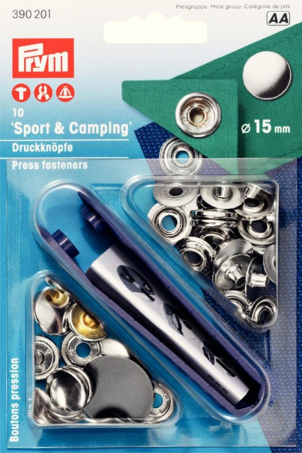 Set capse metalice Sport – Camping 15 mm , din alama, argintii