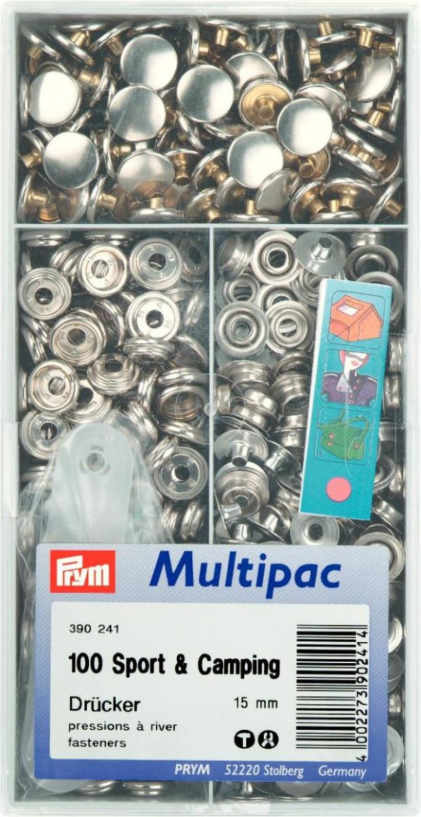 Capse metalice SPORT&CAMPING, din alama, argintii, 15 mm