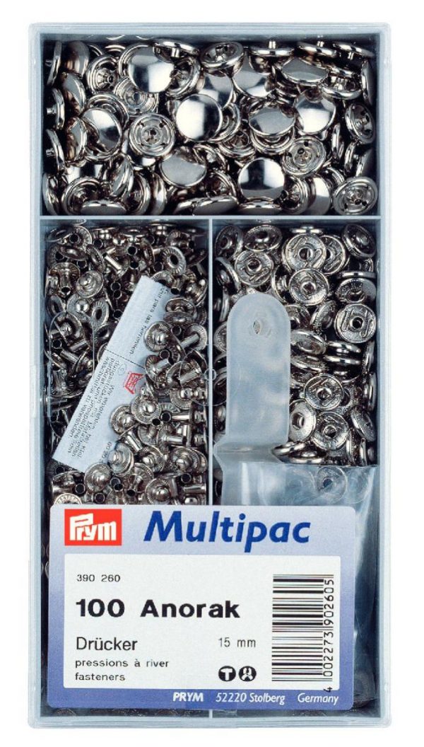 Capse metalice ANORAK, din alama, argintii, 15 mm