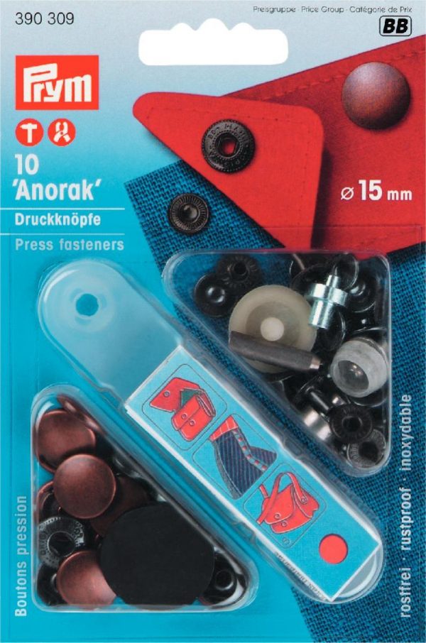 Set capse metalice ANORAK, din alama, cupru oxidat, 15 mm