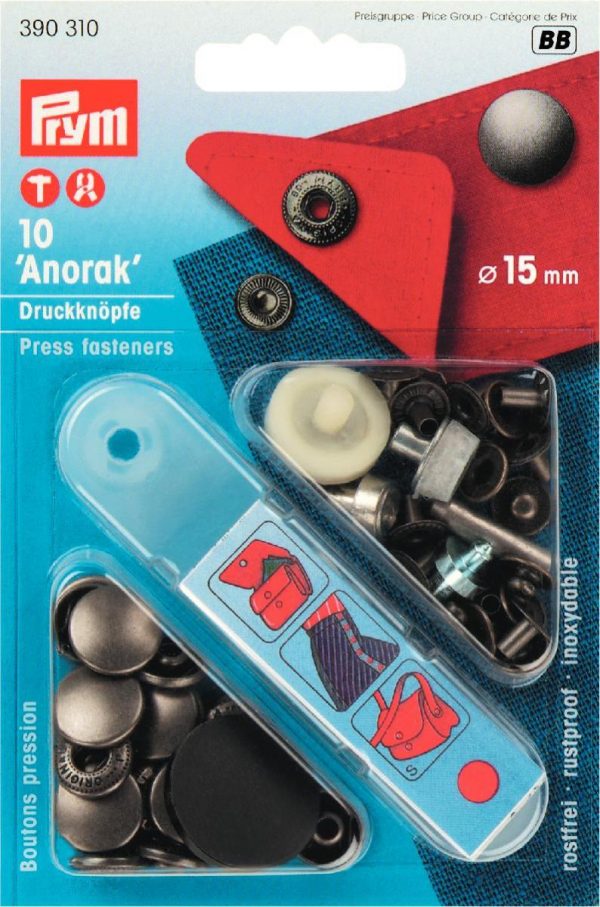 Set capse metalice ANORAK, din alama, aluminiu antic, 15 mm