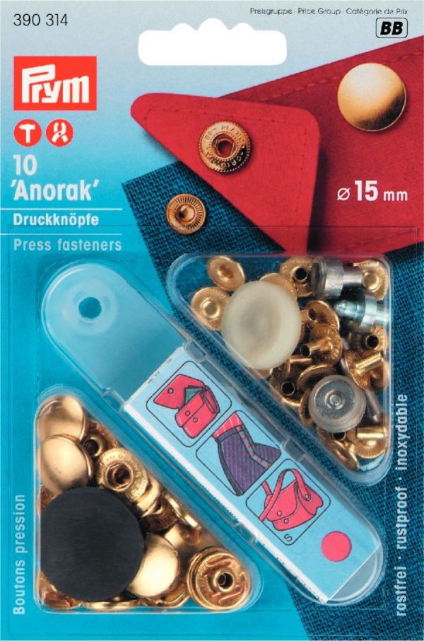 Set capse metalice ANORAK, din alama, auriu, 15 mm