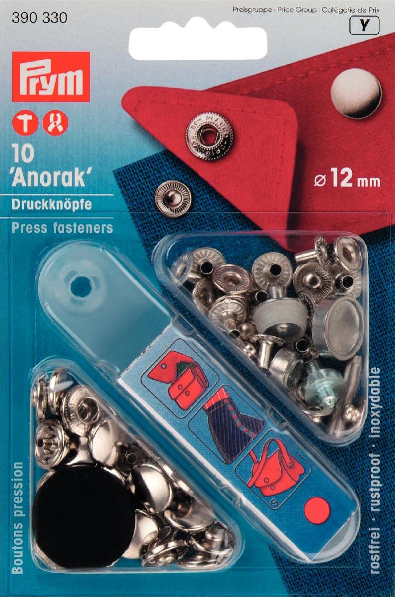 Elemente de fixare fara coasere ANORAK, din alama, argintii, 12 mm