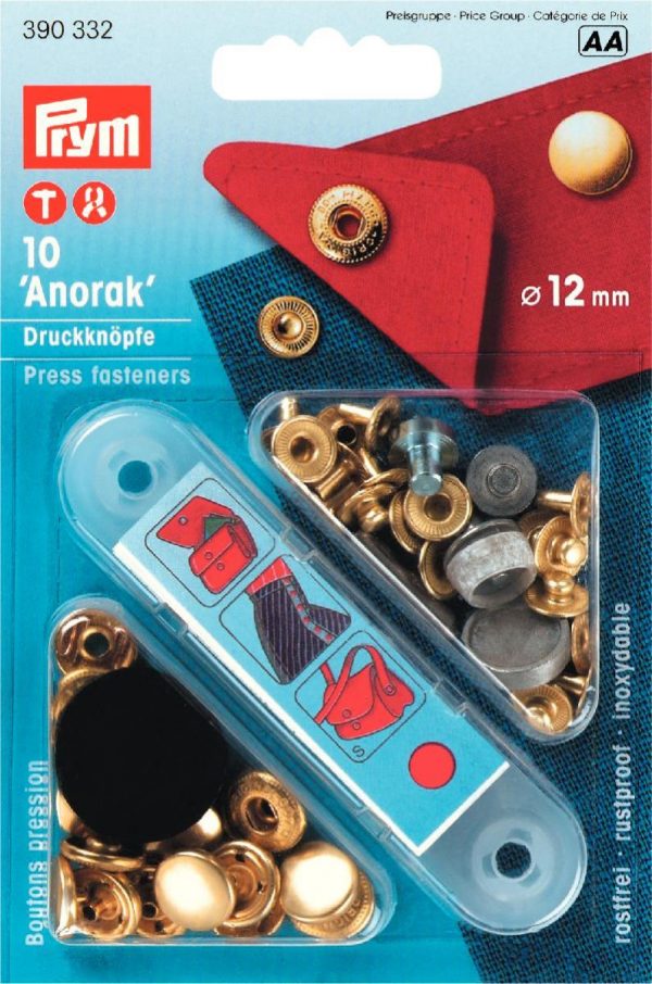 Set capse metalice ANORAK, din alama, aurii, 12 mm