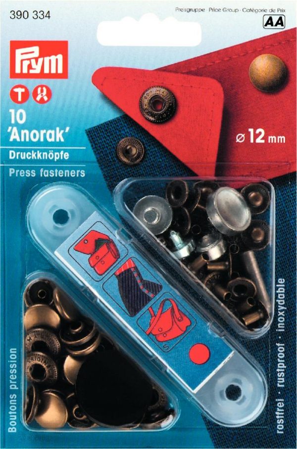 Set capse metalice ANORAK, din alama, alama antica, 12 mm