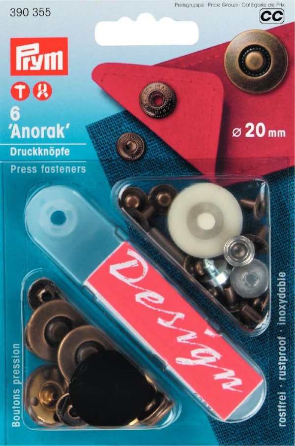 Set capse metalice ANORAK, din alama, alama antica, 20 mm