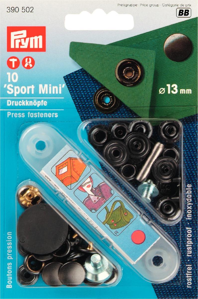 Set capse metalice SPORT MINI, din alama, negru oxidat, 13 mm