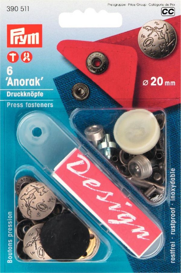 Set capse metalice ‘ANORAK’ 20 mm design EXCURSION , argintiu mat