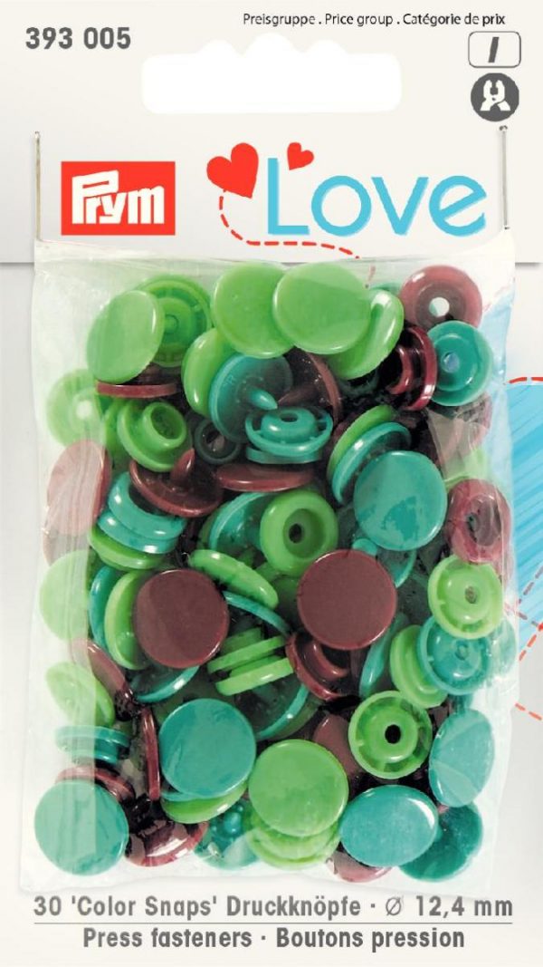 Capse plastic Prym Love, verde/verde deschis/maro, 12,4 mm
