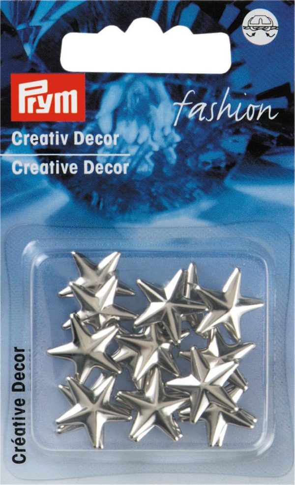 Riveti ornament, forma stea, argintii, 15 mm