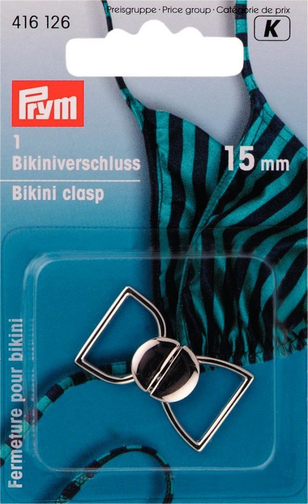 Clema costume de baie din metal, argintie, 15 mm