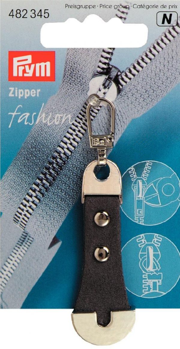 Cursor fermoar Fashion, piele/ metal gri