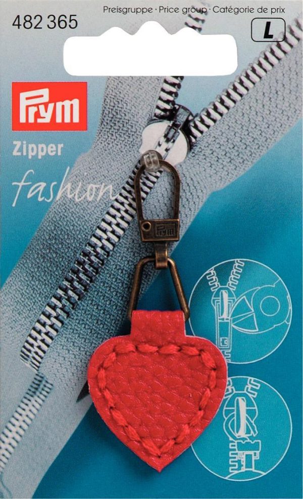 Cursor fermoar Fashion, imitatie de piele, in forma de inima, rosu