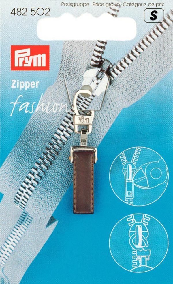 Cursor fermoar Fashion, Pure, din plastic/metal, maro inchis