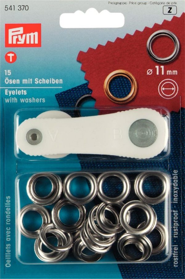 Ocheti si saibe din alama, argintii, 11,0 mm