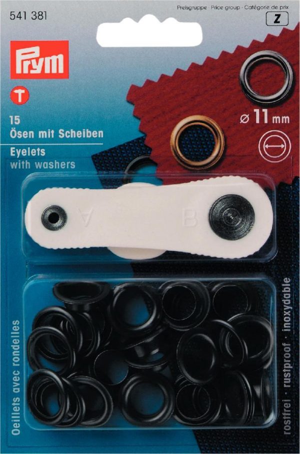 Ocheti si saibe din alama, negru oxidat, 11,0 mm