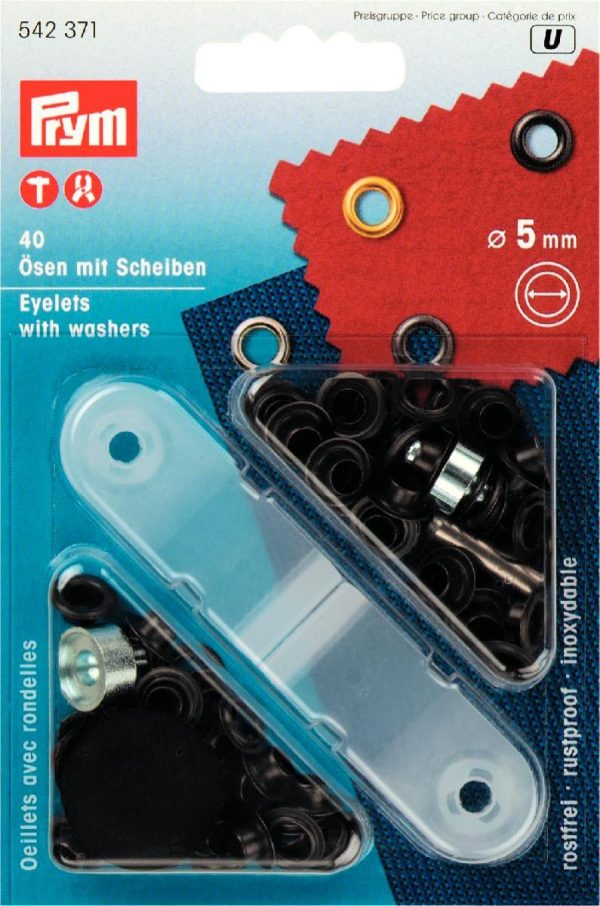 Ocheti si saibe din alama, negru oxidat, 5,0 mm