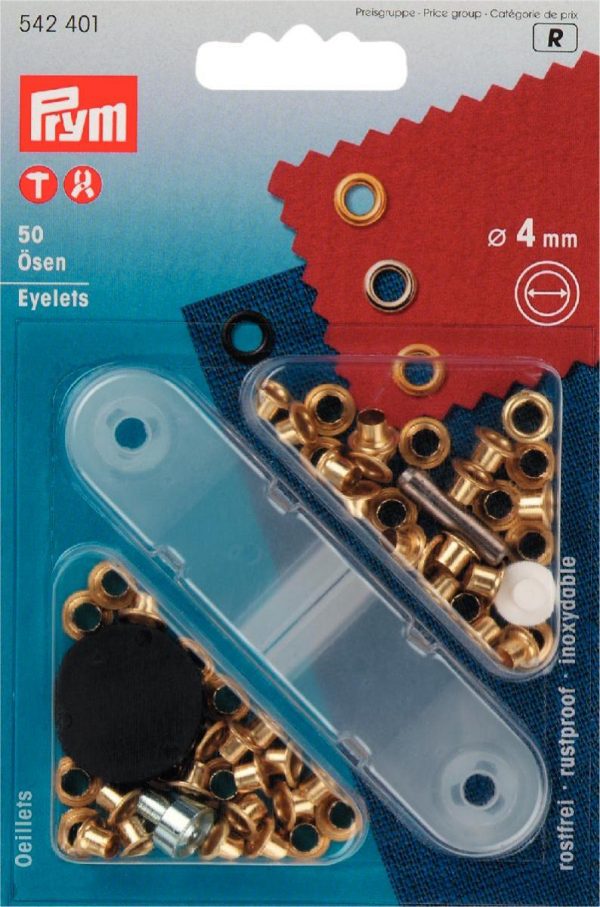 Ocheti din alama, aurii, 4,0 mm
