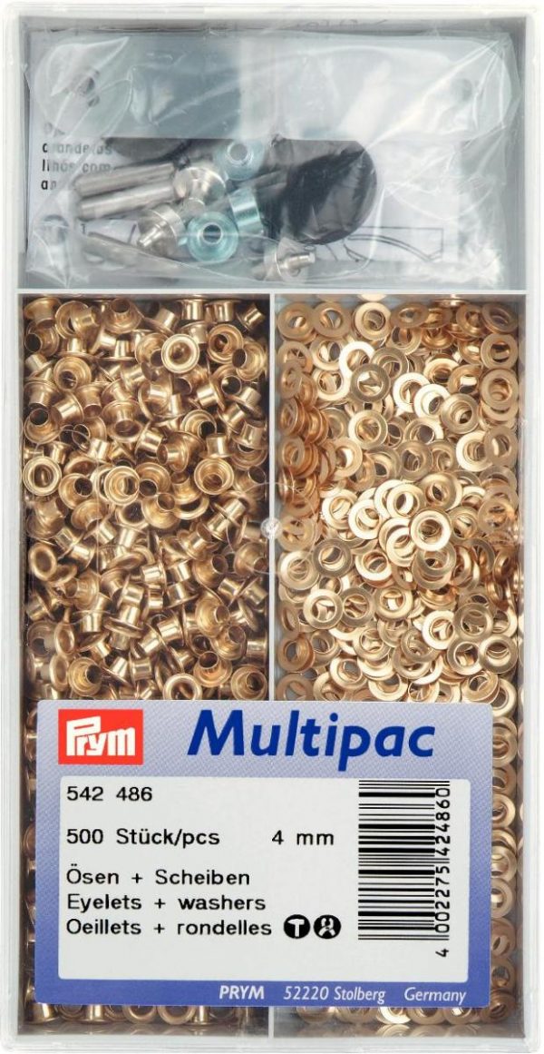 Ocheti si saibe din alama, aurii, 4,0 mm