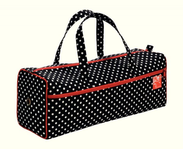 Geanta pentru broderii, buline, negru/alb