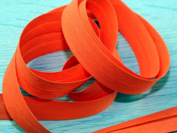 Banda bias din bumbac, portocalie, 40/20 mm