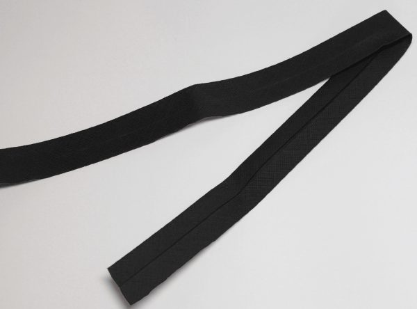 Banda bias din bumbac, neagra, 40/20 mm