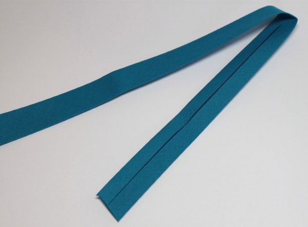 Banda bias din bumbac, turquoise inchis, 40/20 mm