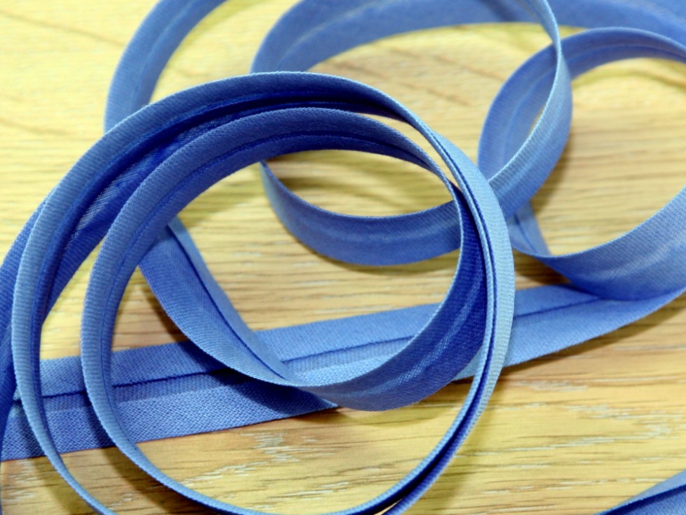 Banda bias din bumbac, albastru denim, 40/20 mm