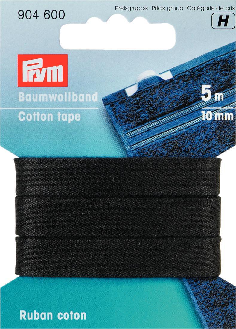 Banda bumbac, neagra, 10 mm