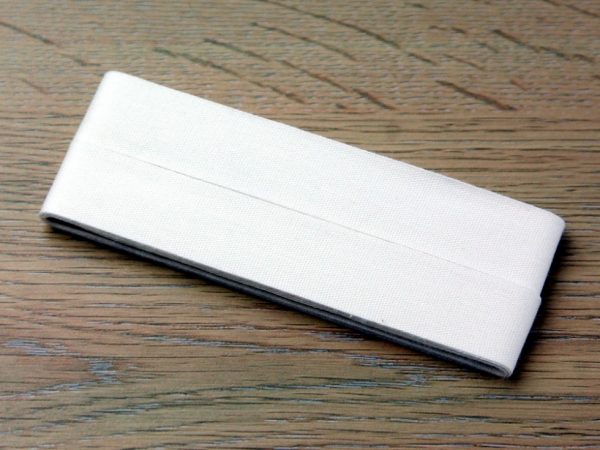 Banda bumbac, alb, 25 mm