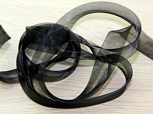 Banda bias Organza, neagra, 40/20 mm