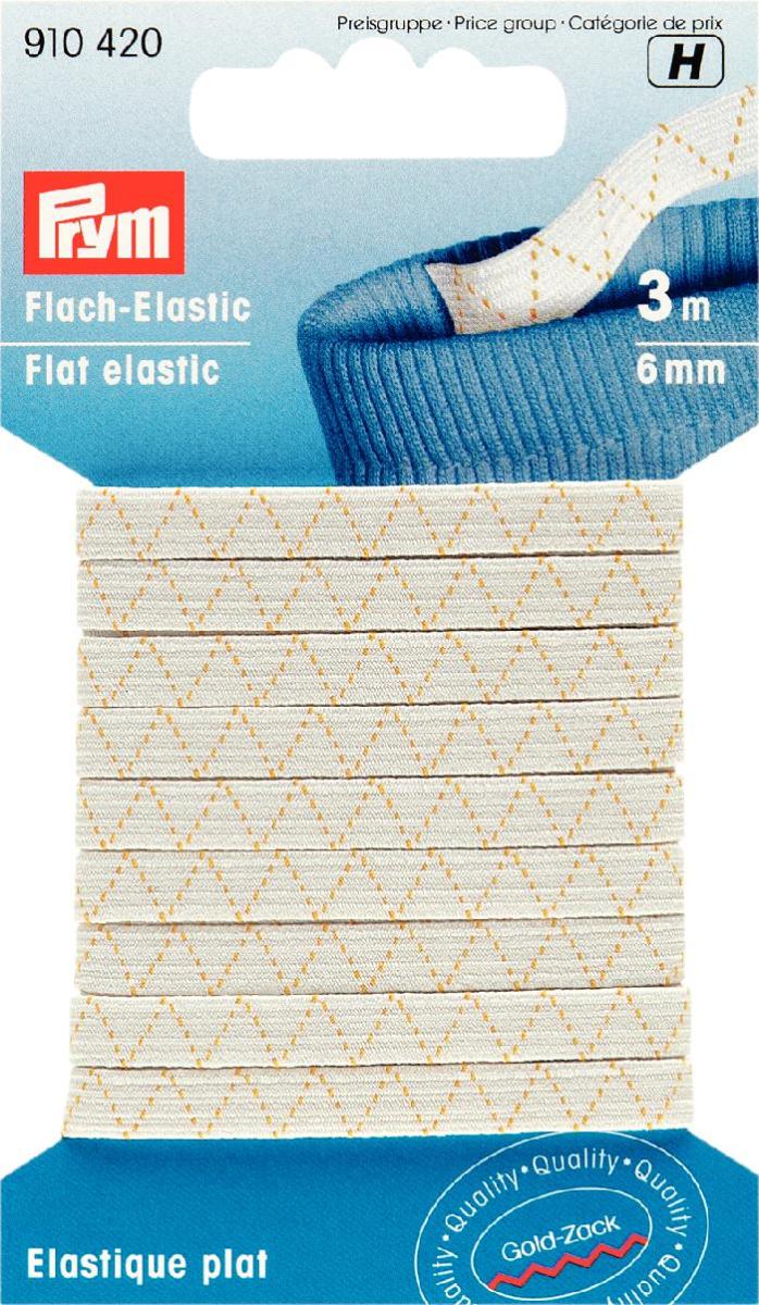 Elastic plat, alb, 6,0 mm