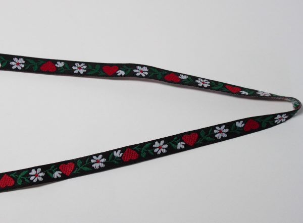Banda jacard costum traditional, neagra, 10 mm