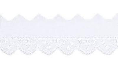 Dantela broderie, alba, 20 mm