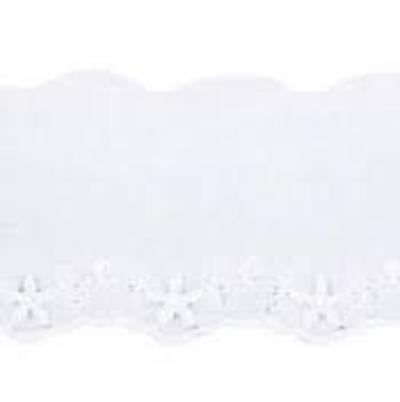 Dantela broderie, alba, 30 mm